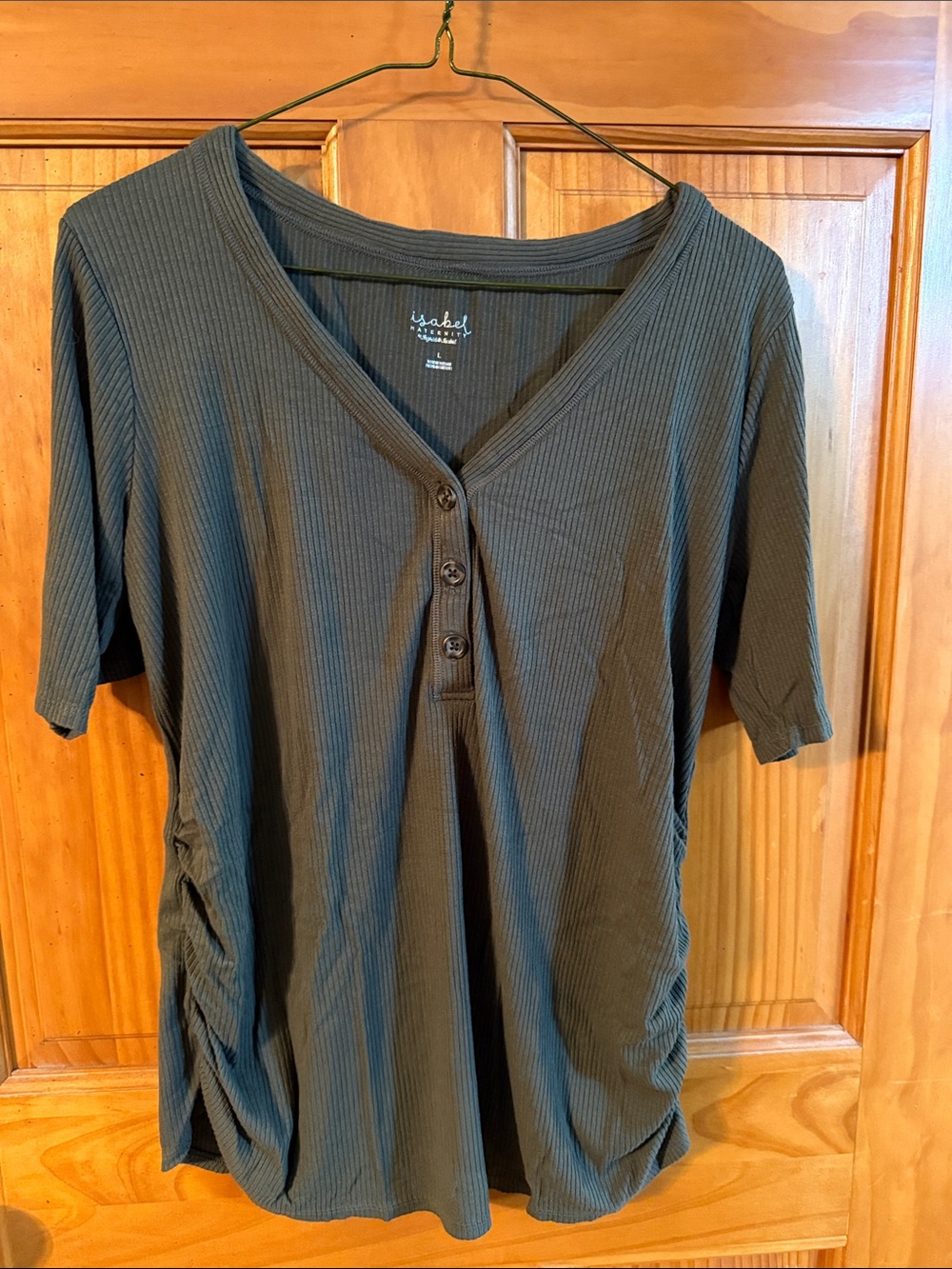 Isabel Maternity by Ingrid & Isabel Olive Ribbed Henley Maternity Top